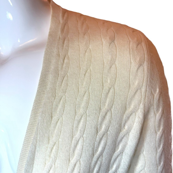 Talbots Pure Cashmere Cable-Knit Open Cardigan, Cream, M - Picture 5 of 16